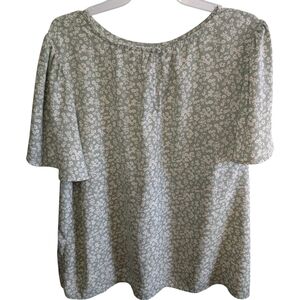 Lauren Conrad Plus Size 2X Green Floral Boho Flutter Sleeve Blouse Women's Flowy